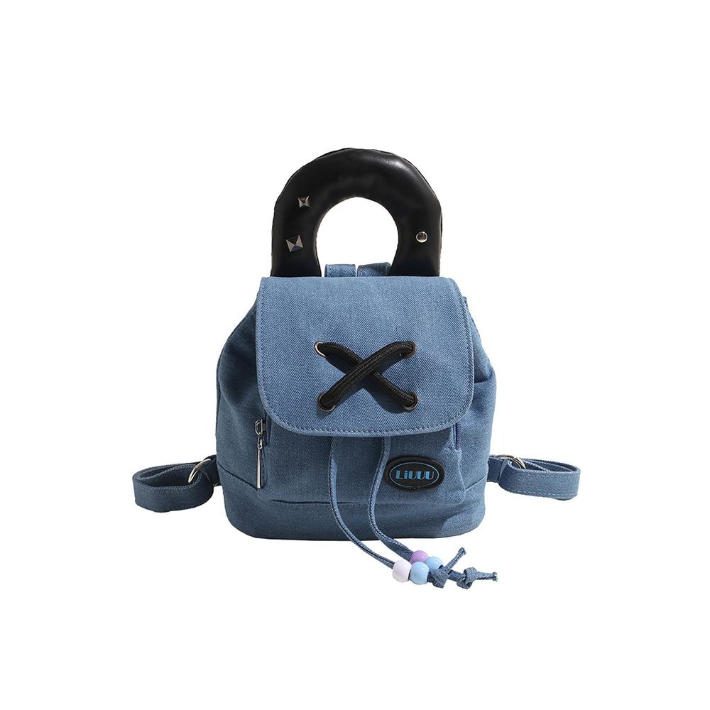 Women Denim Backpack Drawstring Rucksack Casual Style Lightweight Daypack💗